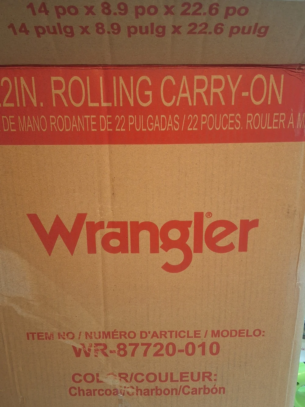 Wrangler Mason Collection Hard Shell Carry-On in Gray with Black Handle